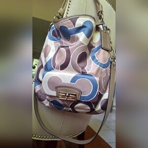 Coach Women's Bag in Blue, Brown, and Cream